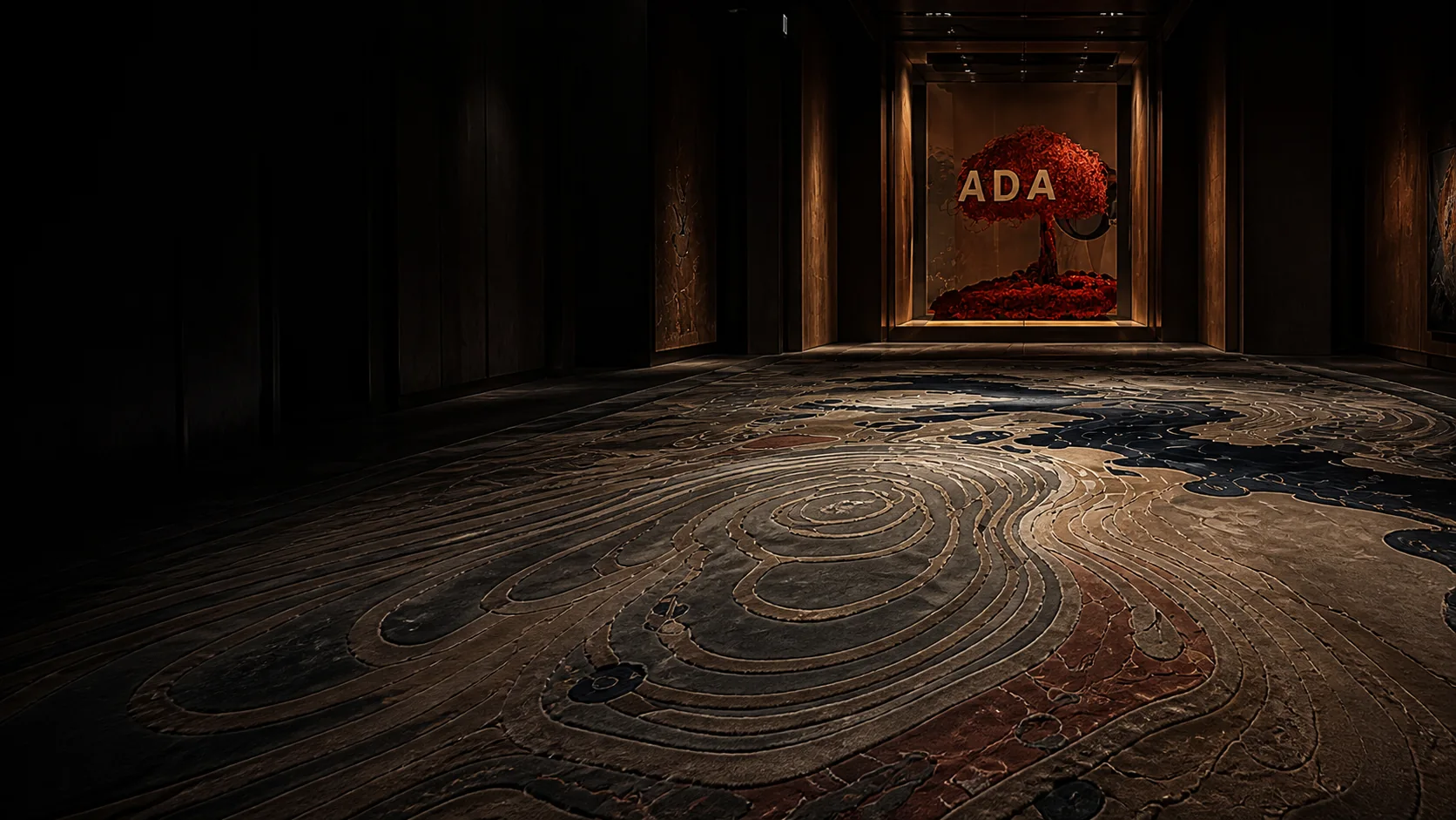 A layered interior with a statement carpet